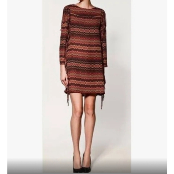 NWOT Zara Women Aztec Print  Fringe Multicolored Dress Size Medium, Unique - Picture 12 of 12